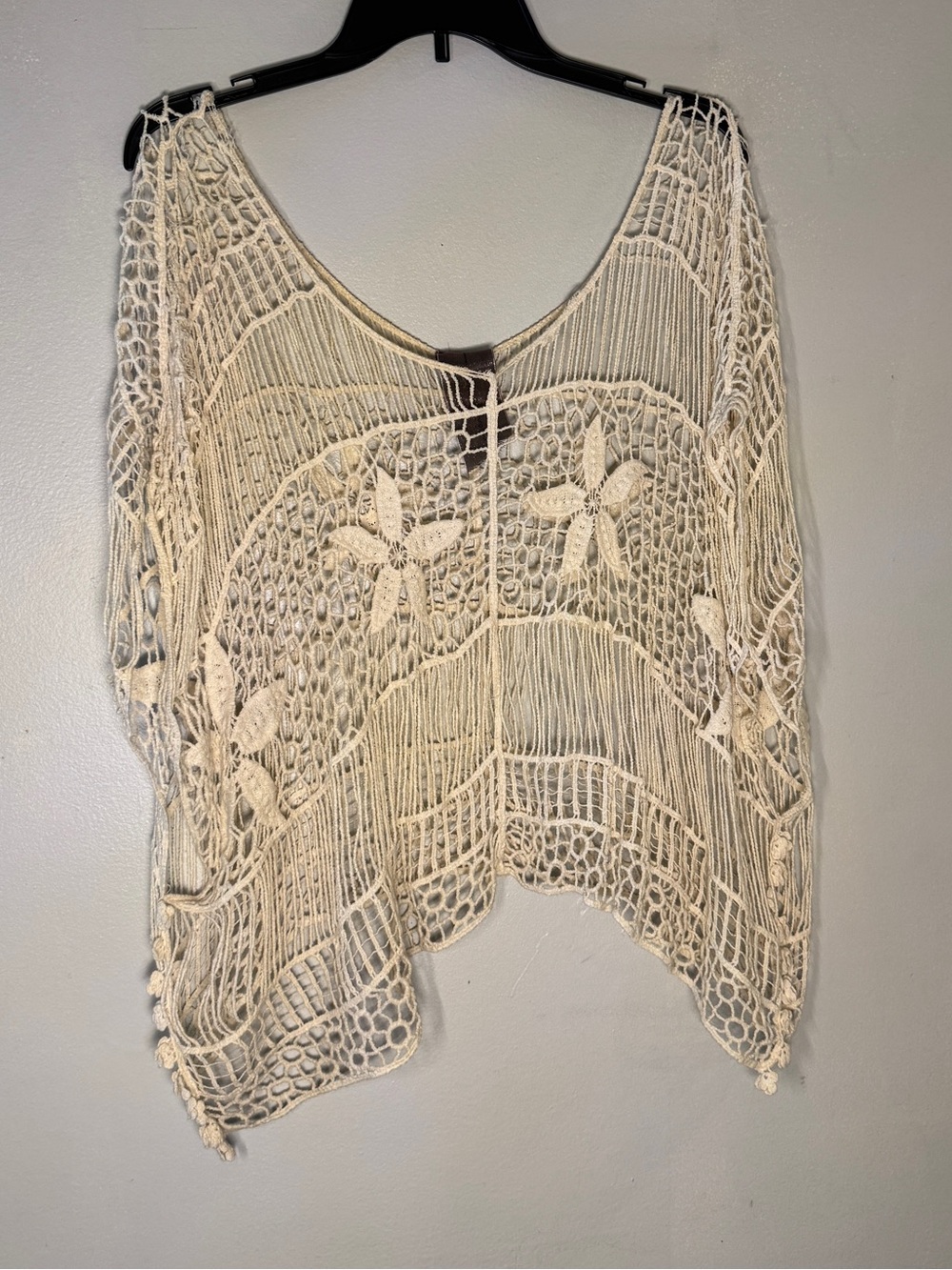 Moon Collection Openwork Crochet Top- Cream